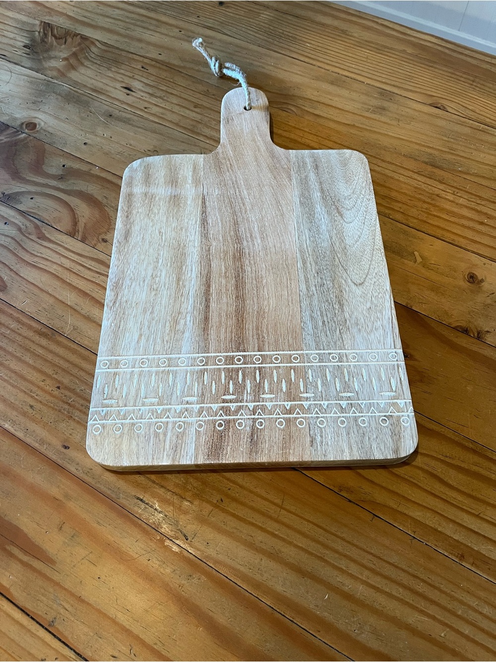 Wood Cutting/Serving Board with Etched/Carved Pattern Hand Painted